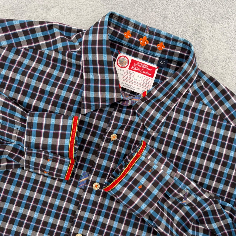 Robert Graham Freshly Laundered Multi Color Plaid Button Down‎ Shirt Men's Large